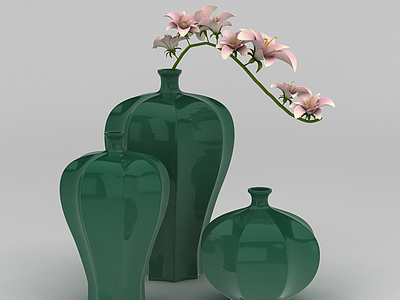 精美中式装饰花瓶模型