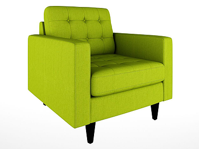 3d美式休闲单人嫩绿沙发模型