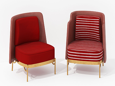3d现代红色休闲椅模型