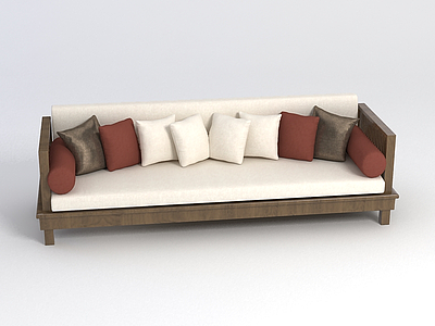 中式客厅长沙发模型3d模型