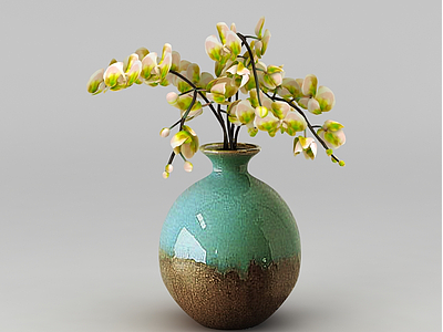 中式精美陶瓷花瓶模型3d模型