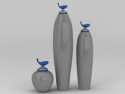 3d锦鲤花瓶免费模型