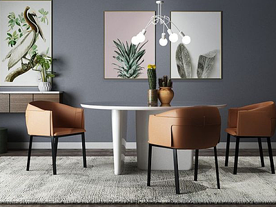 北欧餐桌椅装饰画模型3d模型