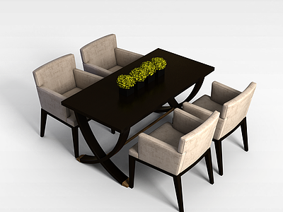 3d中式餐桌餐椅组合模型