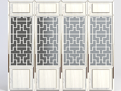 中式雕花门窗模型
