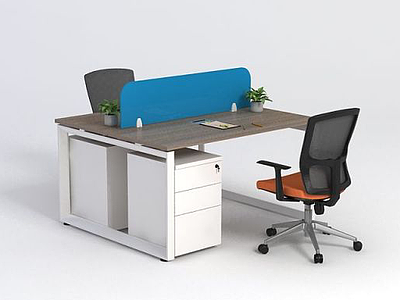 3d现代简约办公桌椅摆件组合模型