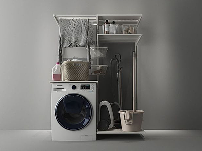 3d滚筒洗衣机置物架组合模型