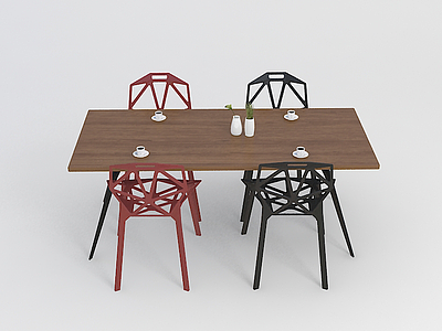 工业风餐桌椅模型3d模型