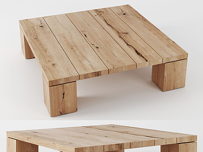 3d现代实木矮桌模型