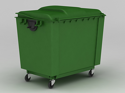 3d绿色移动垃圾箱免费模型