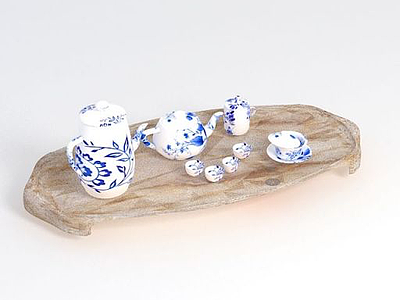 3d青花瓷茶具模型