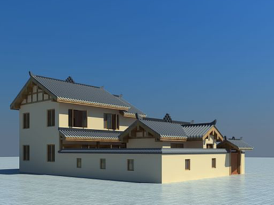 3d川西风格别墅模型