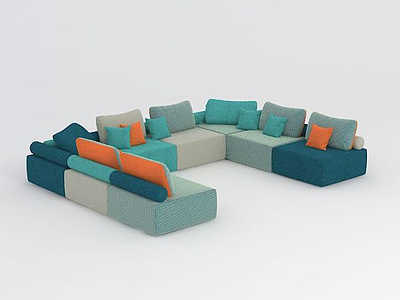 3d现代简约多人沙发模型