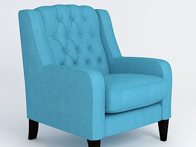 3d简约蓝色单人沙发模型
