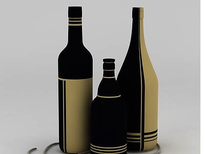 3d红酒瓶免费模型