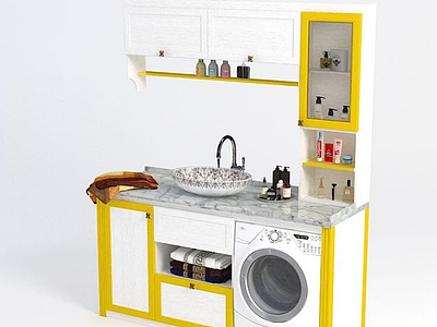 全铝撞色洗衣机柜模型3d模型