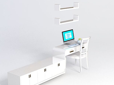 书桌椅组合3d模型