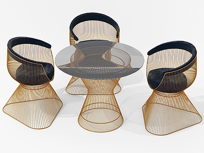 3d现代休闲桌椅铁艺模型