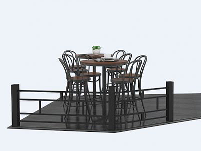 3d商场外工业风桌椅模型