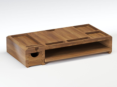现代实木电脑桌模型3d模型