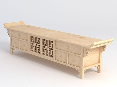 中式风格原木电视柜模型