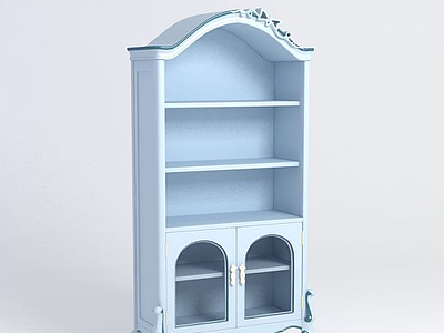 3d蓝色书柜模型