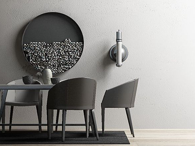 3d现代桌椅装饰画组合免费模型