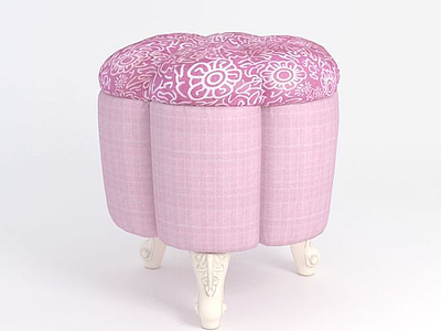 3d粉色沙发凳模型