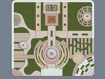 3d中庭中轴景观广场模型