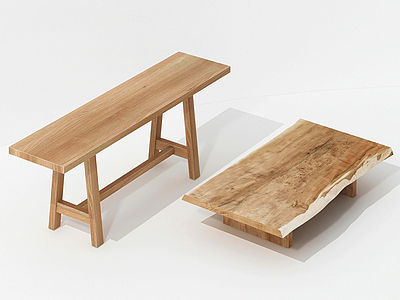 现代实木板凳模型
