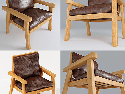 3d现代户外实木椅模型
