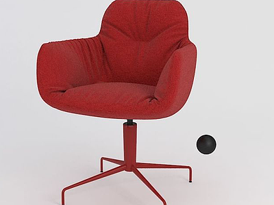 3d红色旋转单人椅模型