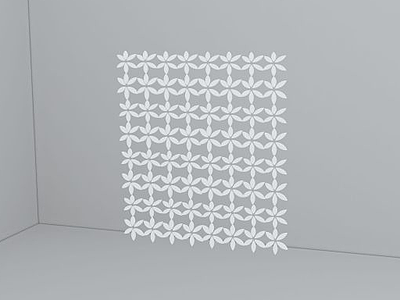 3d白色花形隔断模型