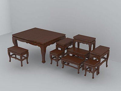 中式桌椅3d模型