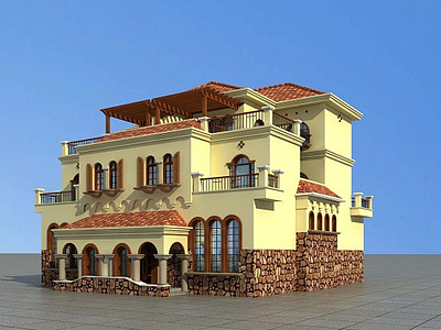 地中海别墅模型