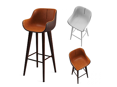 3d现代酒吧椅休闲高脚椅模型