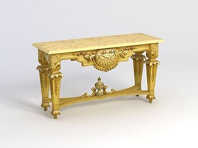 3d金色条案桌模型