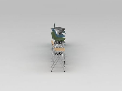 3d现代不锈钢吧椅餐椅组合模型