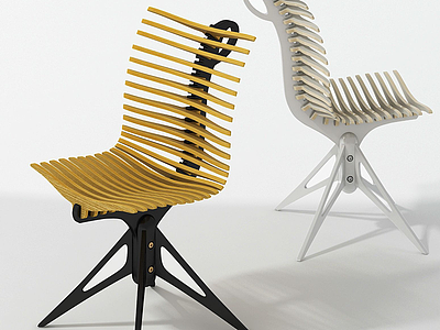3d现代鱼骨休闲椅办公椅模型