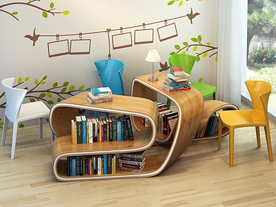 3d创意休闲书桌椅模型