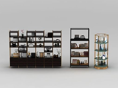 时尚现代书柜展示架组合模型3d模型