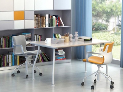3d现代办公桌椅书柜组合模型