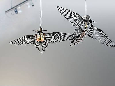 3d创意飞鸟造型吊灯模型