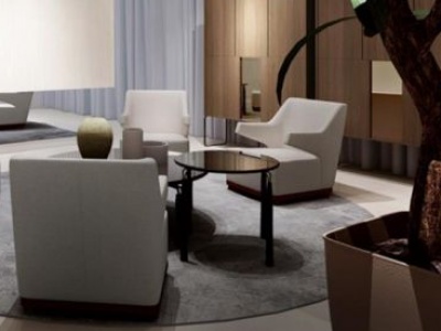3d现代酒店休闲沙发茶几组合模型