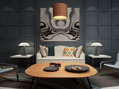 3d现代沙发茶几新古典台灯模型