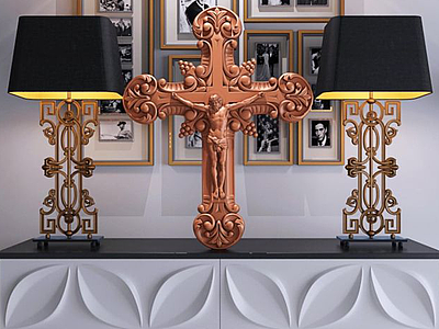 耶稣十字架台灯组合模型3d模型