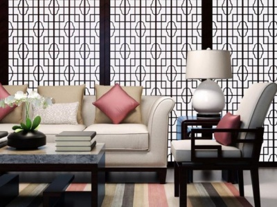 3d中式客厅沙发椅子组合模型