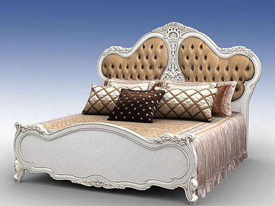 3d欧式奢华床模型