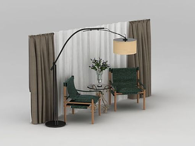 3d现代休闲椅子茶几组合模型