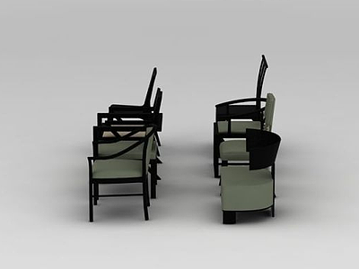 新中式单椅集合模型3d模型